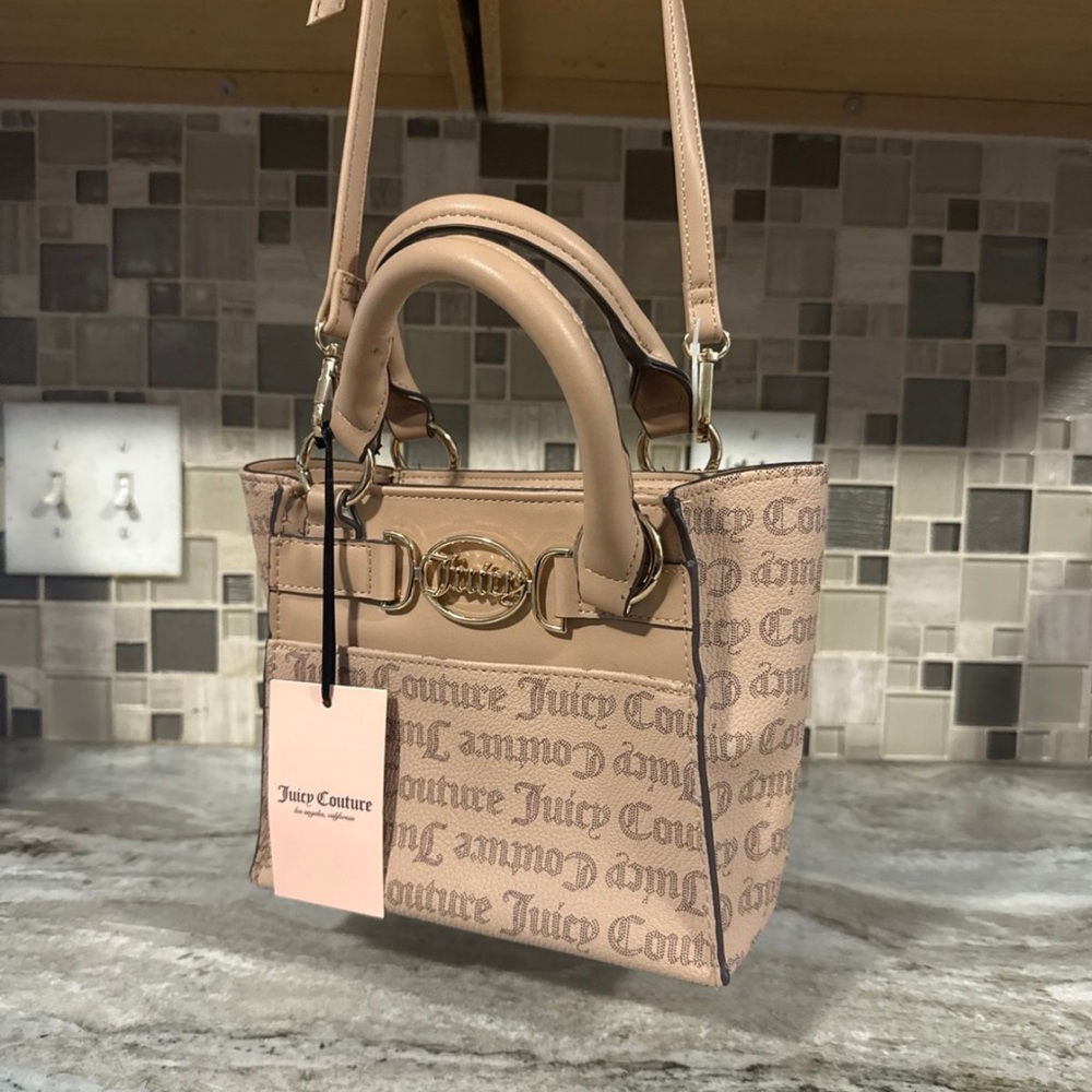 Juicy Couture Tan Mini Bag with Logo Pattern